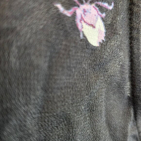 BP Floral Keyhole Blouse S | Rayon | Black Purple | Tiered Bell Sleeve - Picture 6 of 8